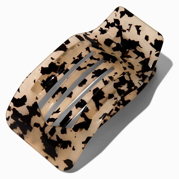 Claire's Flat Back Hair Claw Black and Cream Patterned women’s girls - Picture 1 of 5